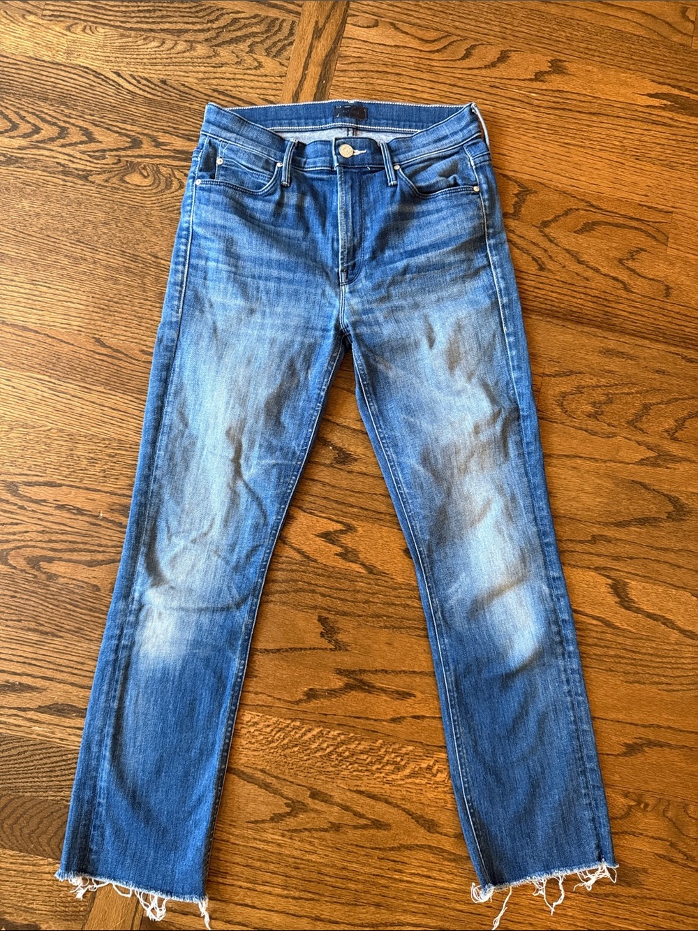 Mother the mid rise dazzler crop fray Blue Jeans